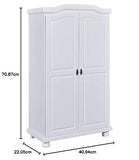 Inter Link – Armoire fonctionnelle – 2 portes – 5 niches – Avec penderie – Armoire en pin massif – Blanc vernis – Largeur :104cm Profondeur :56cm Hauteur : 180cm – Hedda