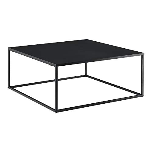 Table Basse Carrée Stylée pour Salon en Métal Surface Anti-Éraillures 38 x 85 x 85 cm Noir Mat