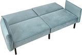 Canapé Convertible Effet Velours - 198 x 90 x 83 cm. - Vert de Gris