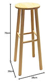Acan Tradineur Tabouret de cuisine classique haut rond en bois naturel 70 x 26 cm