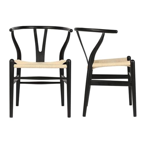 Chaise Y (Wishbone Chair) chaise de salle à manger avec accoudoirs en bois massif de style milieu du siècle avec siège en chanvre (en bois de frêne - noyer) (Bois de frêne - noyer).(Beech Wood Color,P Chaise Y (Wishbone Chair) chaise de salle à manger avec accoudoirs en bois massif de style milieu du siècle avec siège en chanvre (en bois de frêne - noyer) (Bois de frêne - noyer).(Beech Wood Color,P