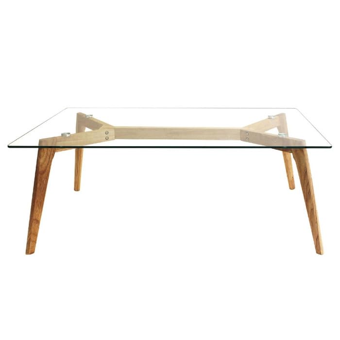 Paris Prix Table Basse Verre & Bois Polax 110cm Transparent