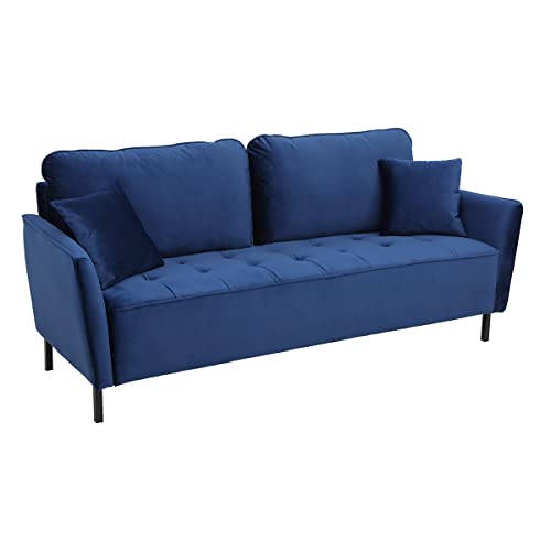 Miliboo Canapé Design 3 Places en Tissu Velours Bleu foncé et métal Noir BEKA Miliboo Canapé Design 3 Places en Tissu Velours Bleu foncé et métal Noir BEKA