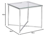 AC Design Furniture Gurli Table de Basse Carrée, H: 45 x l: 50 x P: 50 cm, Transparent/Chrome, Verre/Métal, 1 pc