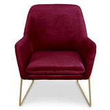 Paris Prix - Fauteuil Design en Velours Baldy 84cm Rouge & Or