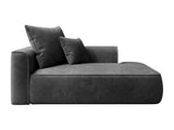 Vente-unique - Méridienne Droite en Velours côtelé Gris Anthracite PINETA
