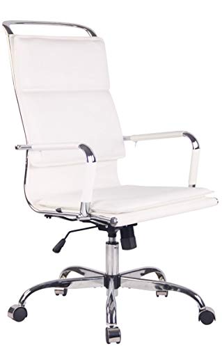 CLP Chaise De Bureau Bedford en Similicuir I Fauteuil De Bureau Ergonomique Support en Métal Chromé I Chaise avec Accoudoirs, Réglable, Pivotant, Couleur:Blanc, matière:Similicuir CLP Chaise De Bureau Bedford en Similicuir I Fauteuil De Bureau Ergonomique Support en Métal Chromé I Chaise avec Accoudoirs, Réglable, Pivotant, Couleur:Blanc, matière:Similicuir