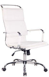 CLP Chaise De Bureau Bedford en Similicuir I Fauteuil De Bureau Ergonomique Support en Métal Chromé I Chaise avec Accoudoirs, Réglable, Pivotant, Couleur:Blanc, matière:Similicuir