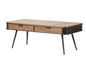 Adda Home Table Basse, Bois Métal, Marron/Noir, 140X71X54 CM