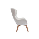 Miliboo Fauteuil scandinave en Tissu Effet Velours texturé Beige et Bois Clair ESKUA