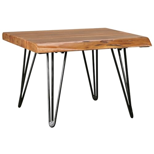 Table basse design Sheesham en bois massif - Bord d Table basse design Sheesham en bois massif - Bord d'arbre - 56 x 38 x 51 cm - Table en bois de sheesham avec pieds en métal - Table de salon de style maison de campagne rustique