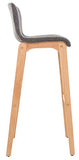 CLP Lot De 2 Tabourets De Bar Design avec Dossier Et Assise en Tissu I Piètement en Bois I Repose-Pieds I Hauteur Assise 77 cm, Couleur:Gris Clair