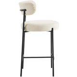 HOMIFAB Lot de 2 tabourets de Bar en Velours côtelé Beige - Evora