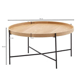 FineBuy Table Basse 78x78x40 cm Table Basse Bois/métal Table de Salon chêne | Table de Chambre Design Ronde Moderne | Table Basse en Bois | Table de Salon