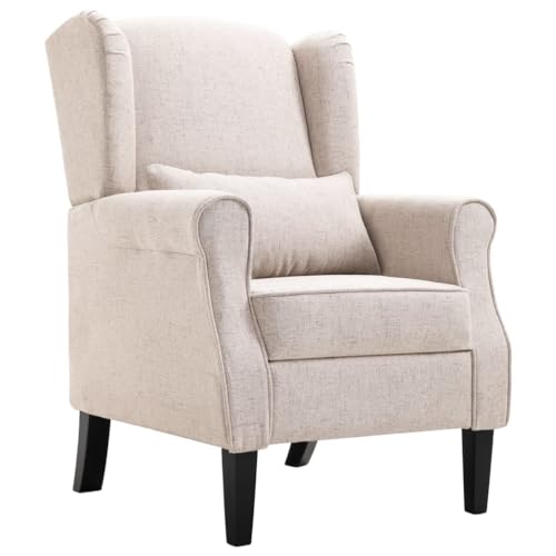 vidaXL Fauteuil Chaise de Salon Siège de Salon Fauteuil de Chambre Siège de Bureau Fauteuil de Salle de Séjour Maison Intérieur Beige Tissu vidaXL Fauteuil Chaise de Salon Siège de Salon Fauteuil de Chambre Siège de Bureau Fauteuil de Salle de Séjour Maison Intérieur Beige Tissu