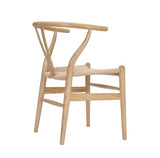 Chaise Y (Wishbone Chair) chaise de salle à manger avec accoudoirs en bois massif de style milieu du siècle avec siège en chanvre (en bois de frêne - noyer) (Bois de frêne - noyer).(Beech Wood Color,P