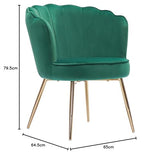 BAÏTA Fauteuil Coquillage Callista en Velours Vert Sapin et piètement métal doré