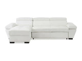 Vente-unique - Canapé d'angle Convertible en Cuir JONOVA - Blanc - Angle Gauche