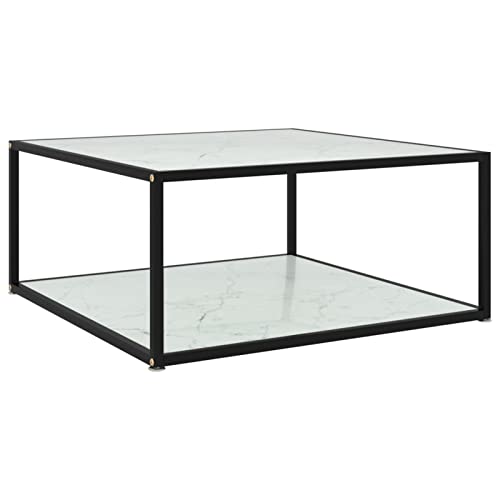 BaraSh Table Basse Blanc 80x80x35 cm Verre trempé,Table Basse,Table Basse Salon,Tables Basses de Salon,Table de Basse Moderne,Table Basse,Table Basse Salon,Tables Basses de Salon,