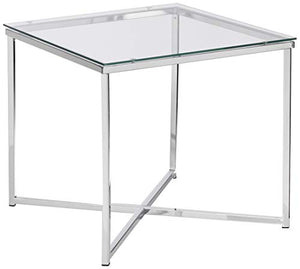 AC Design Furniture Gurli Table de Basse Carrée, H: 45 x l: 50 x P: 50 cm, Transparent/Chrome, Verre/Métal, 1 pc