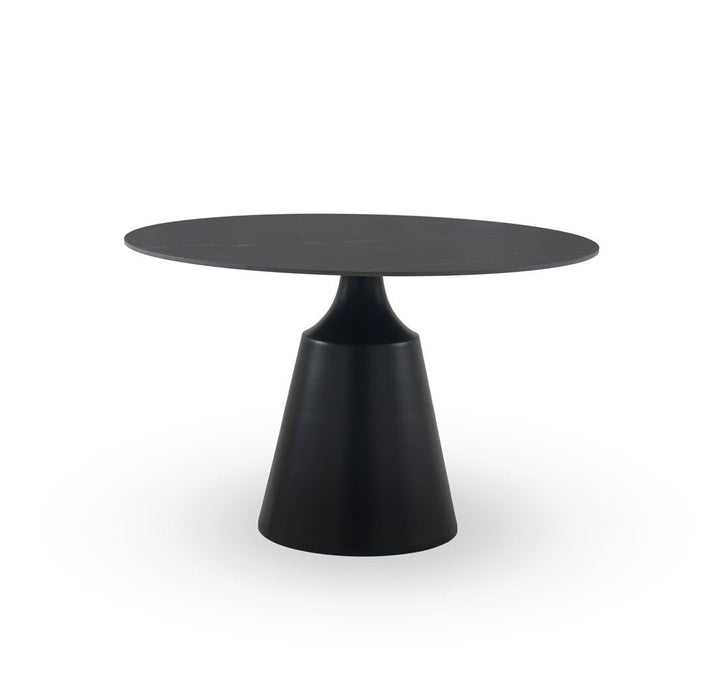 GEESEHOME Table de salle à manger ronde de 120 cm de diamètre avec plateau en céramique