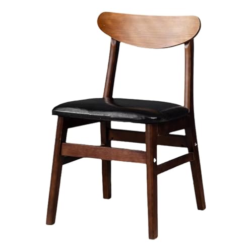 Lot de 2 chaises de salle à manger en bois massif avec assise rembourrée sans accoudoirs, idéales pour salle à manger, salon, chambre à coucher, noir