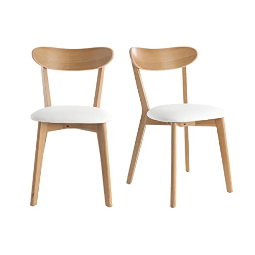 Miliboo Chaises Vintage en Bois Clair chêne et Blanc (Lot de 2) Dove Miliboo Chaises Vintage en Bois Clair chêne et Blanc (Lot de 2) Dove