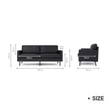 Z-hom Canapé en cuir 001 (noir, 2 places)