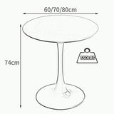 Table À Manger Ronde 60/70/80 Cm avec Piédestal Et Plateau en Granit, Pieds en Métal, Table Basse Tulipe, Table D'appoint De Loisirs for Salon, Café Et Cuisine(60cm)