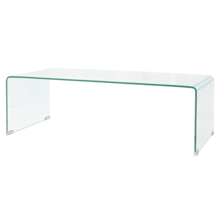 vidaXL Table Basse Table de Salon 98x45x30 cm Verre Trempé Transparent Maison