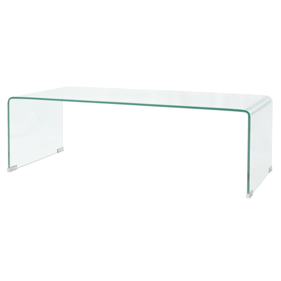 vidaXL Table Basse Table de Salon 98x45x30 cm Verre Trempé Transparent Maison