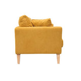 Miliboo Canapé scandinave déhoussable 3 Places en Tissu Effet Velours Jaune Moutarde et Bois Clair Oslo