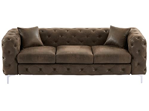 Vente-unique - Canapé 3 Places Chesterfield en Microfibre Aspect Cuir Vieilli Edwina Vente-unique - Canapé 3 Places Chesterfield en Microfibre Aspect Cuir Vieilli Edwina