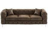 Vente-unique - Canapé 3 Places Chesterfield en Microfibre Aspect Cuir Vieilli Edwina