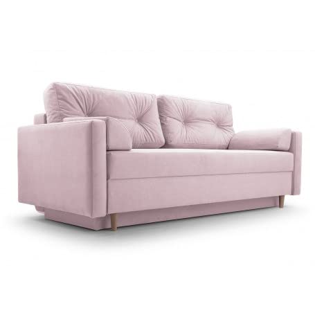 E-MEUBLES Canapé en lit Convertible avec Coffre de Rangement 3/4 Places Relax - en Tissu - MEMORIA (Rose)