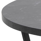 AC Design Furniture Albert Table Basse Ronde, Table Canapé Ronde, Table Basse pour Salon, Facile à Assembler, Table avec Aspect Marbre Noir et Structure en Métal, Ø: 77 x H: 44 cm, 1 pc