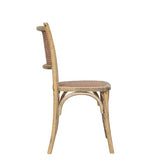 Biscottini Chaise Assise en rotin, Bois, Beige, L45,5XPR42,5XH89,5