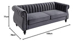 Vente-unique - Canapé Chesterfield 3 Places en Velours Trumbo - Gris