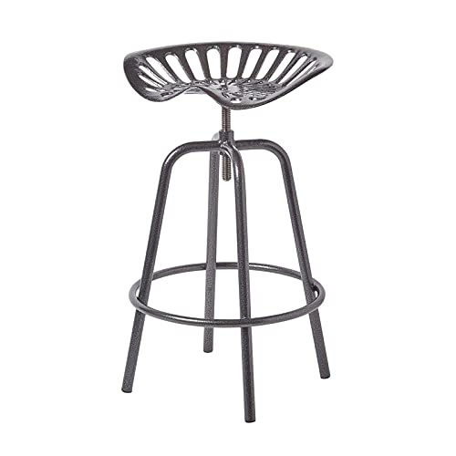 HOMESCAPES Tabouret de Bar Vintage Gris avec siège de Tracteur pivotant, 70 cm HOMESCAPES Tabouret de Bar Vintage Gris avec siège de Tracteur pivotant, 70 cm