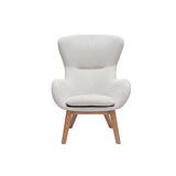 Miliboo Fauteuil scandinave en Tissu Effet Velours texturé Beige et Bois Clair ESKUA