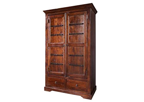 MASSIVMOEBEL24.DE Armoire - Bois Massif d MASSIVMOEBEL24.DE Armoire - Bois Massif d'acacia laqué (Nougat) - Style Colonial - Oxford #509