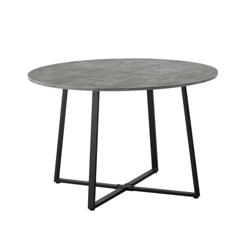 DUBI Möbel Table à manger Noa 11216-US-BETO - Ronde - 110 x 110 cm - Table de salle à manger - Table en bois pour cuisine, salle à manger - Design industriel moderne - Aspect béton