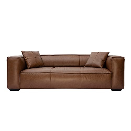 Miliboo Canapé Vintage 3 Places Cuir Marron et Bois Noir Cobain Miliboo Canapé Vintage 3 Places Cuir Marron et Bois Noir Cobain