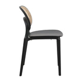 Kosmi Chaise Noire, Assise Bois et cannage Naturel