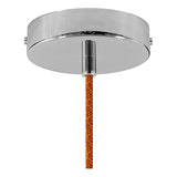 creative cables - Suspension fabriquée en Italie avec câble Textile, Abat-Jour Coupe en céramique et Finition en métal - sans Ampoule, Rouge Corail à Rayures - Blanc