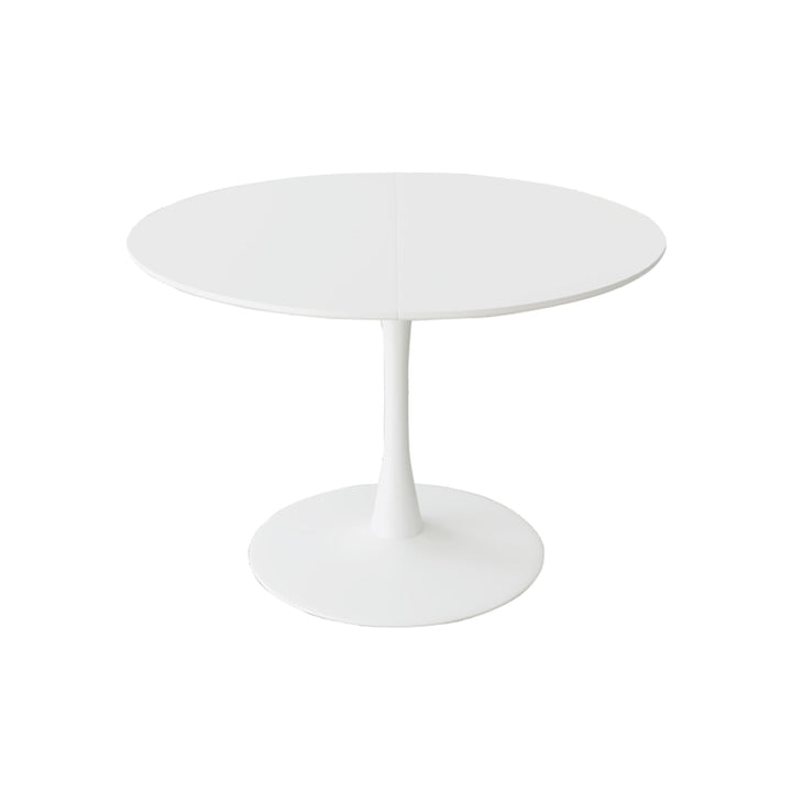 GrandCA HOME Table de Salle à Manger Ronde Moderne Blanche de 110 cm avec Piédestal Design Tulipe, Table de Loisirs Mid-Century pour Cuisine, Salle à Manger et Salon