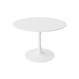 GrandCA HOME Table de Salle à Manger Ronde Moderne Blanche de 110 cm avec Piédestal Design Tulipe, Table de Loisirs Mid-Century pour Cuisine, Salle à Manger et Salon