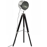 Atmosphera - Lampadaire trépied "Ebor" - noir et chrome - métal & bois H152 cm