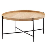 FineBuy Table Basse 78x78x40 cm Table Basse Bois/métal Table de Salon chêne | Table de Chambre Design Ronde Moderne | Table Basse en Bois | Table de Salon