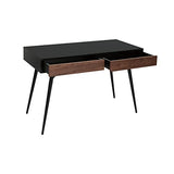 Miliboo Bureau avec rangements 2 tiroirs Design Noir Mat et Bois foncé Noyer L120 cmTRIPOLI